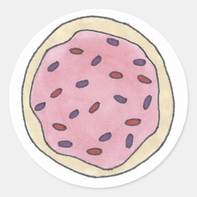 Sticker Rond Sucre rose congelé Cookie Saupoudrer Boulangerie B (Devant)