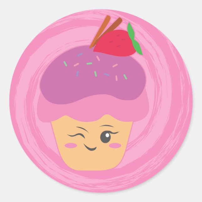 Sticker Rond Sucres - Cupcakes ! (Devant)