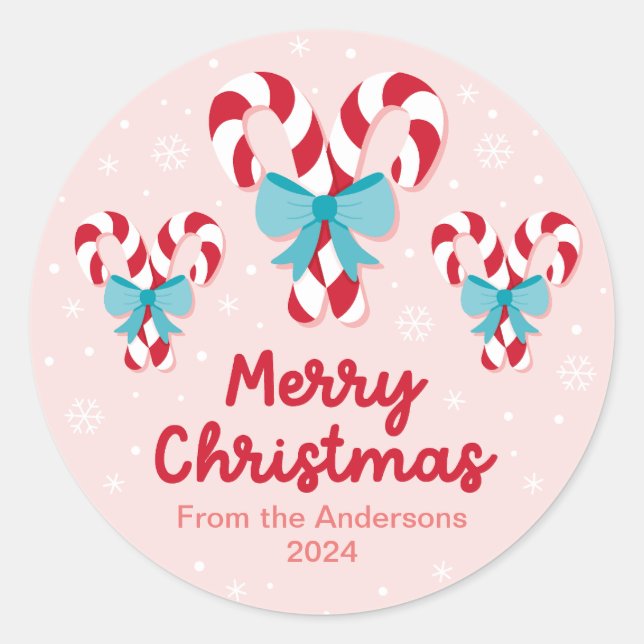 Sticker Rond Sucres de canne doux et vaches Noël (Devant)