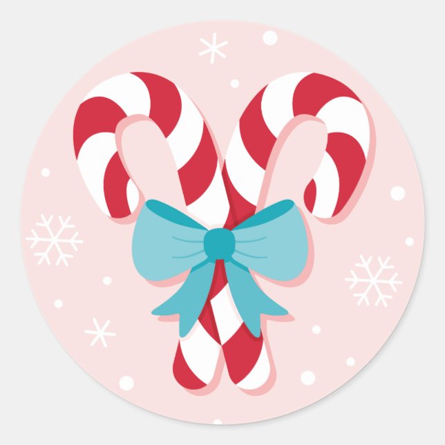 Sticker Rond Sucres de canne doux et vaches Noël (Devant)