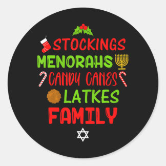 Sticker Rond Sucres de canne Latkes Hanoukka Christmas Chrismuk