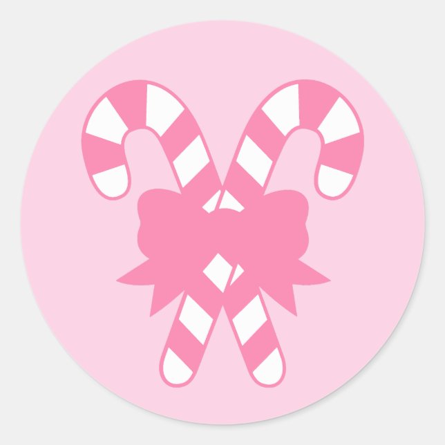 Sticker Rond Sucres de canne roses avec Bow (Devant)