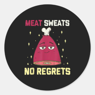 Sticker Rond Sucres de viande Pas de Regrets Viandes grillées a