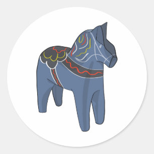 Sticker Rond Suède Dala Horse Dalecarlian suédois