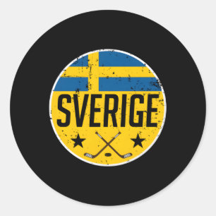 Sticker Rond Suède Drapeau de hockey sur glace Jersey Supporter