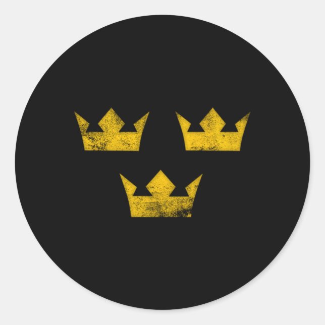 Sticker Rond Suède Hockey Sverige Tre Kronor Trois Couronnes (Devant)