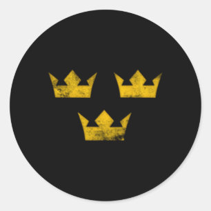 Sticker Rond Suède Patrimoine Tre Kronor Trois Couronnes Sverig