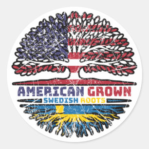 Sticker Rond Suède Suède États-Unis Amérique États-Unis Arbre