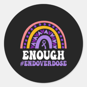 Sticker Rond Suffisamment De Surdose Pruple Ribbon Opioïde Over