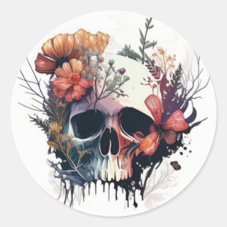 Sticker Rond Sugar Skull 