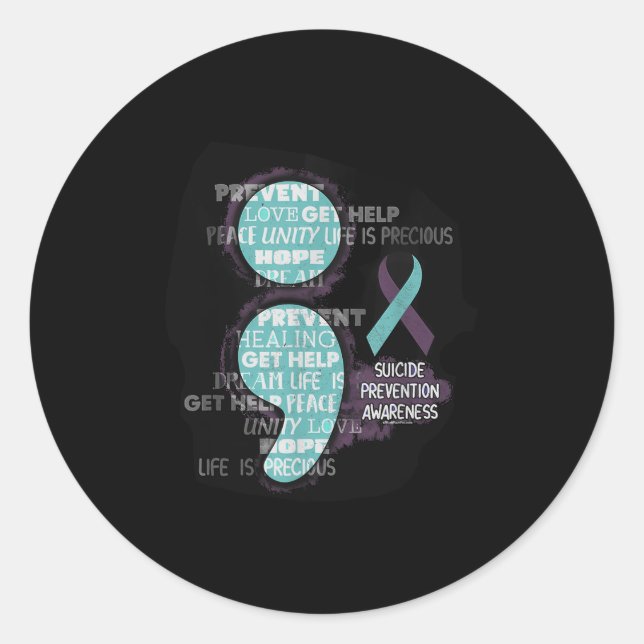 Sticker Rond Suicide Awareness Shirt Suicide Prevention Semicol (Devant)