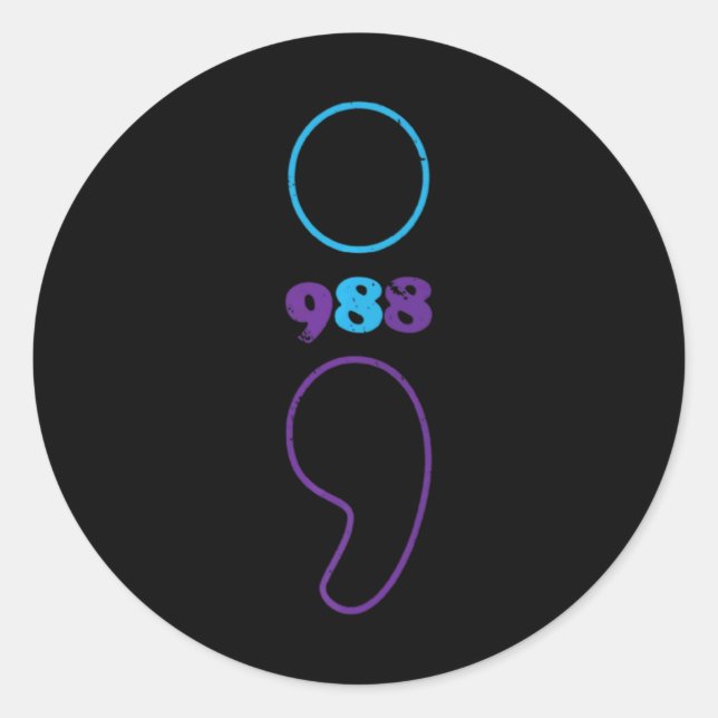 Sticker Rond Suicide Prevention 988 Comma Awareness  (Devant)