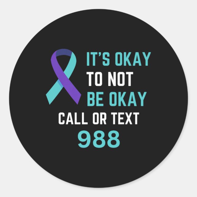 Sticker Rond Suicide Prevention 988 Hotline Shirt 988 Suicide C (Devant)
