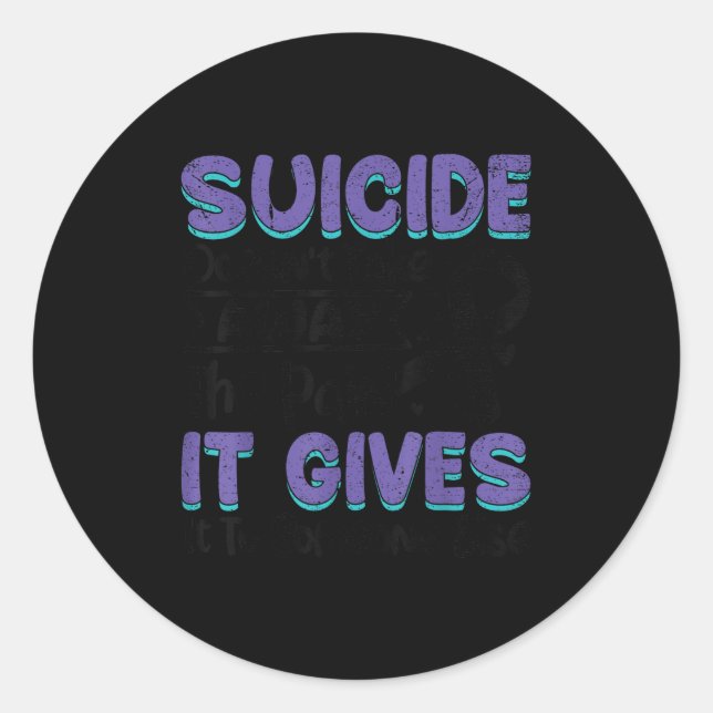 Sticker Rond Suicide Prevention Awareness Teal &amp; Purple Rib (Devant)