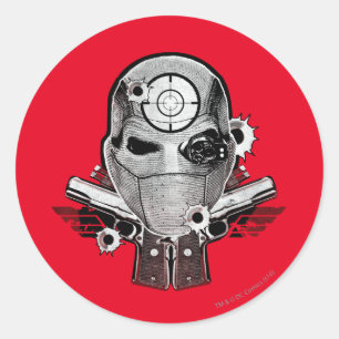 Sticker Rond Suicide Squad   Deadshot Mask & Guns Tattoo Art