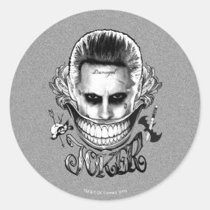 Sticker Rond Suicide Squad   Joker Smile