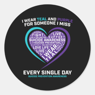 Sticker Rond Suicide turquoise Violet Sensibilisation Aimé Ceux