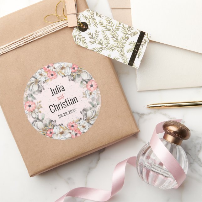Sticker rond Suite Mariage en ruban Floral (Cadeaux)