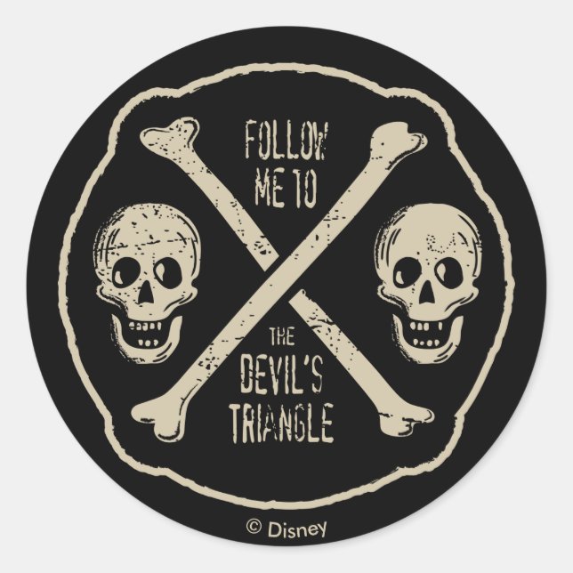 Sticker Rond Suivez-moi jusqu'au triangle du diable (Devant)