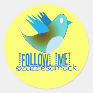 Sticker Rond Suivez-moi @ votre adresse Twitter