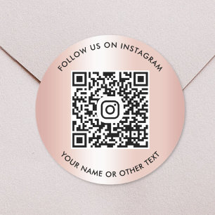 Sticker Rond Suivez-Nous Sur Instagram Code QR Rose Gold