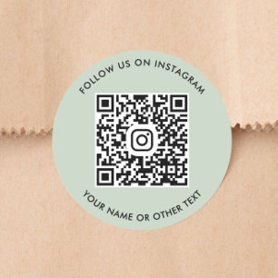 Sticker Rond Suivez-nous sur le code QR Instagram Sage Green