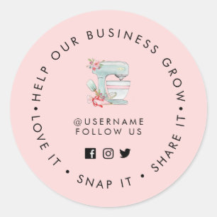 Sticker Rond Suivez-nous sur les réseaux sociaux Boulangerie Ro