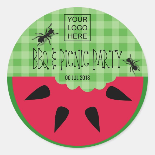 Sticker Rond Summer BBQ Pique-nique Entreprise Fête Personnalis (Devant)