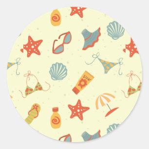 Sticker Rond Summer Beach