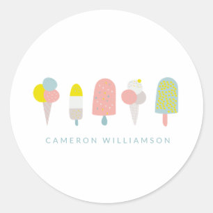 Sticker Rond Summer Pastel Ice Cream Personnalisé
