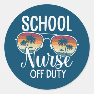Sticker Rond Summer Vacation School End of Year School Nurse