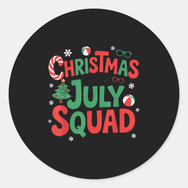 Sticker Rond Summer Xmas Christmas In July Squad Funny Aloha To (Devant)