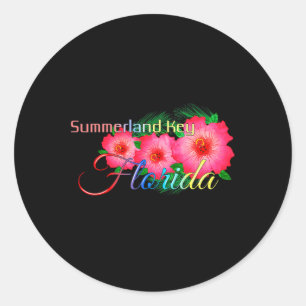Sticker Rond Summerland Key Florida Fleurs tropicales Famille V