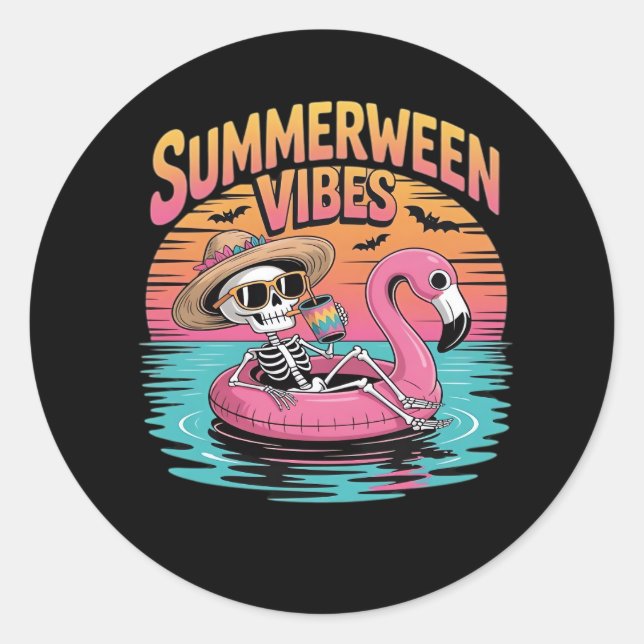 Sticker Rond Summerween - Summerween Beach - Summerween Witch - (Devant)