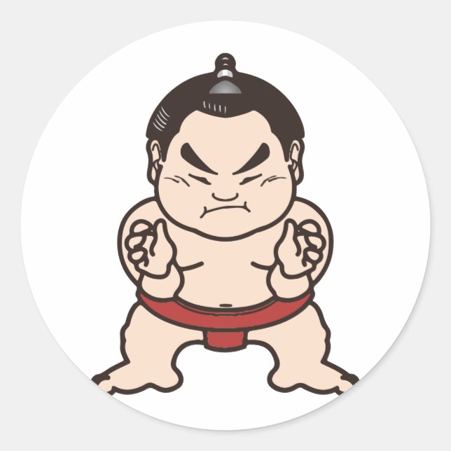 Sticker Rond Sumo Wrestler Dessin Japon Japonais Lutte (Devant)