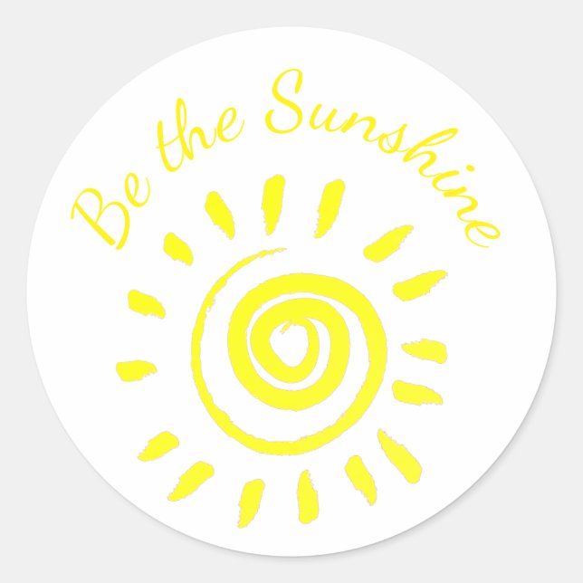 Sticker Rond Sun Be the Sunshine Inspirational Cote à rappeler (Devant)