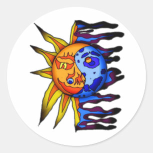 Sticker Rond Sun/lune Yin Yang