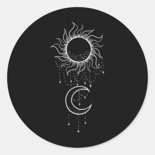 Sticker Rond Sun Moon Dreamcatcher Cool Nature Art minimal