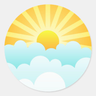 Sticker Rond Sun se levant au-dessus des nuages