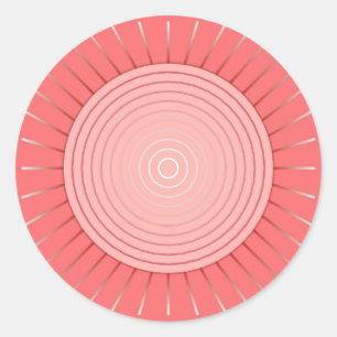 Sticker Rond Sunburst géométrique moderne - Coral profond rose