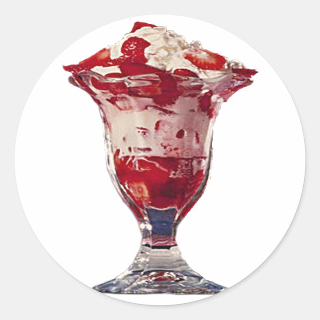 Sticker Rond Sundae aux fraises (Devant)