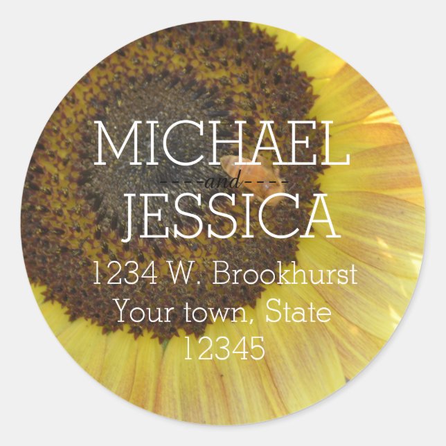 Sticker Rond Sunflower Adresse personnalisée (Devant)