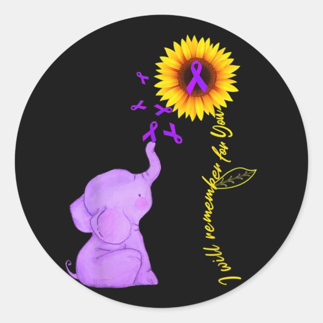 Sticker Rond Sunflower Alzheimer Awareness Je Me Souviendrai De (Devant)