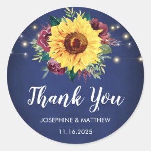 Sticker Rond Sunflower Bourgogne Rose Lumières Marine Merci ble