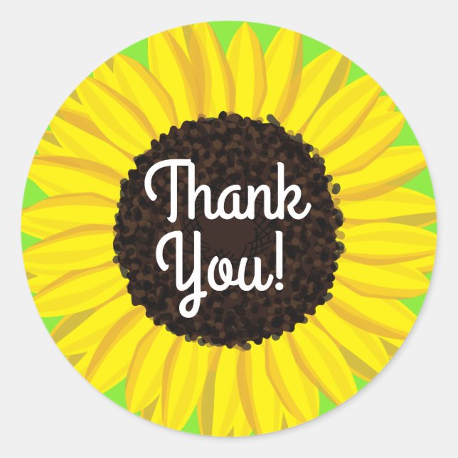 Sticker Rond Sunflower Cute 1er anniversaire Merci (Devant)