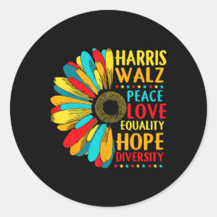 Sticker Rond Sunflower Harris-wheimer 2024 Peace Lgbt Harris-w