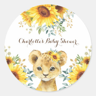 Sticker Rond Sunflower Lion Cub Baby shower d'été