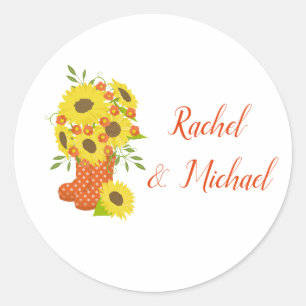 Sticker Rond Sunflower Love Mariage
