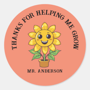 Sticker Rond Sunflower merci de m'aider à devenir professeur