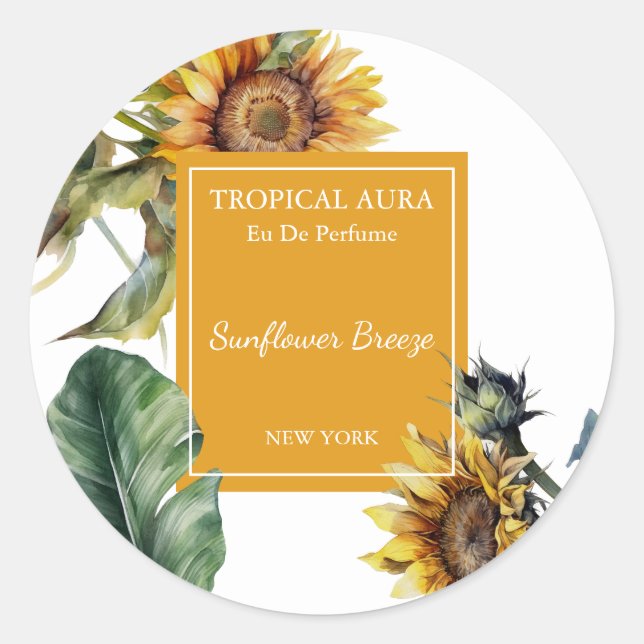 Sticker Rond Sunflower Perfume Label (Devant)